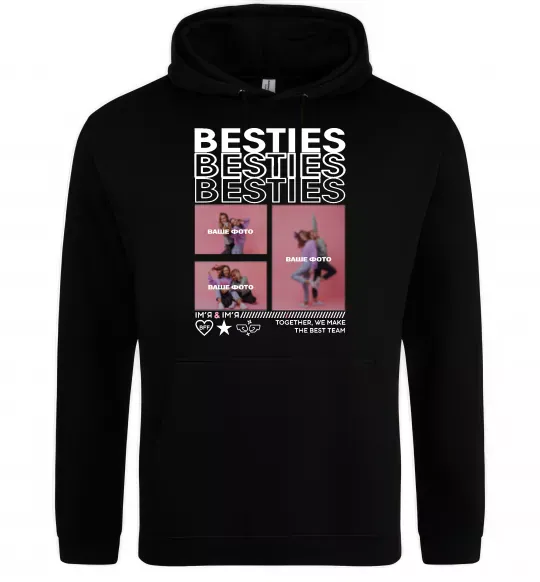 Женская толстовка (худи) Besties індивідуальний колаж Черный фото