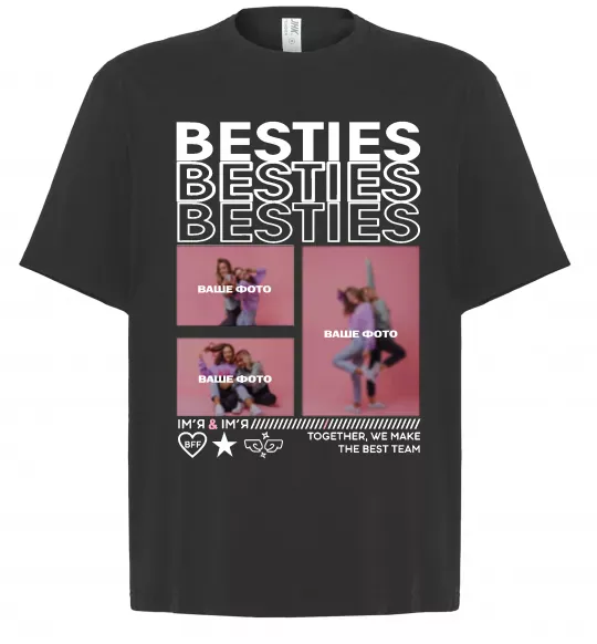 Футболка Оверсайз Besties індивідуальний колаж Чорний фото