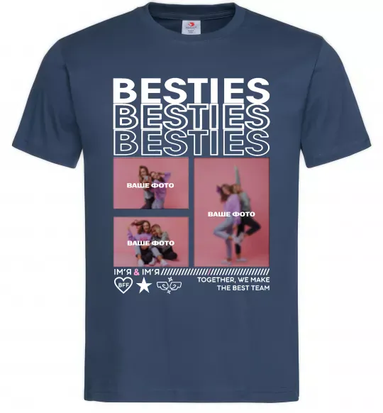 Мужская футболка Besties індивідуальний колаж Темно-синий фото