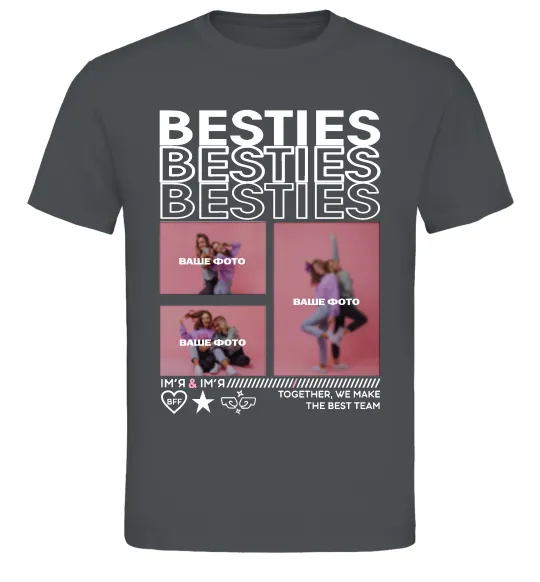 Мужская футболка Besties індивідуальний колаж Графит фото