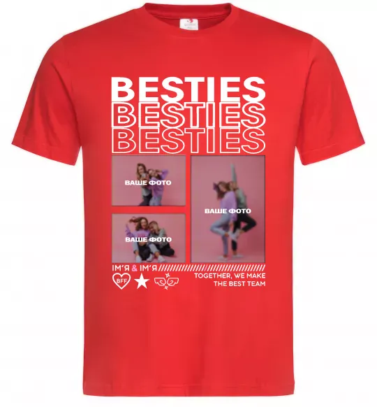 Мужская футболка Besties індивідуальний колаж Красный фото