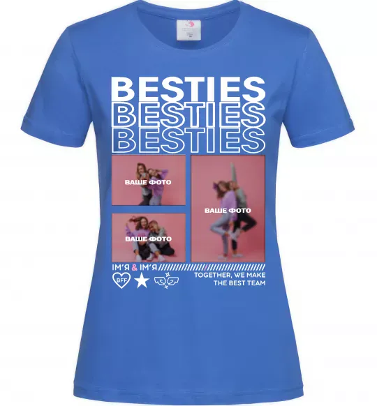 Женская футболка Besties індивідуальний колаж Ярко-синий фото