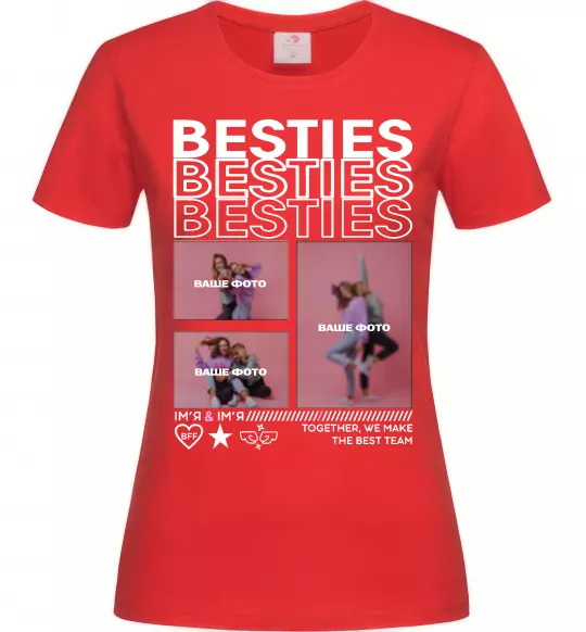 Женская футболка Besties індивідуальний колаж Красный фото