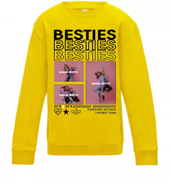 Детский Свитшот Besties індивідуальний колаж Солнечно желтый фото