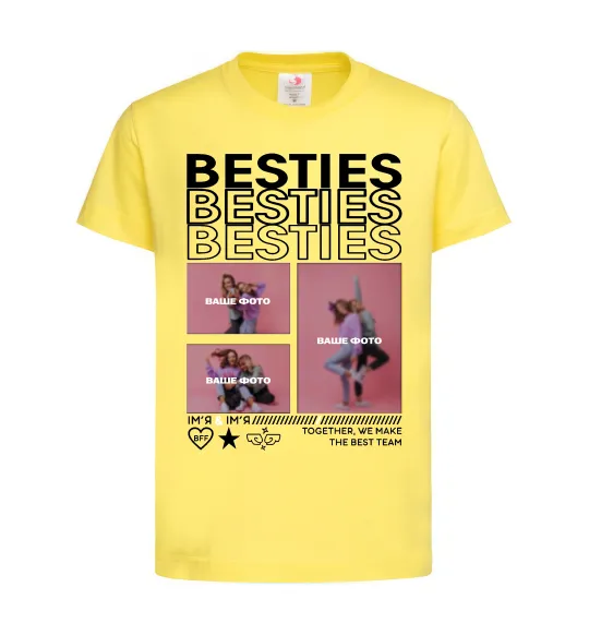 Детская футболка Besties індивідуальний колаж Лимонный фото
