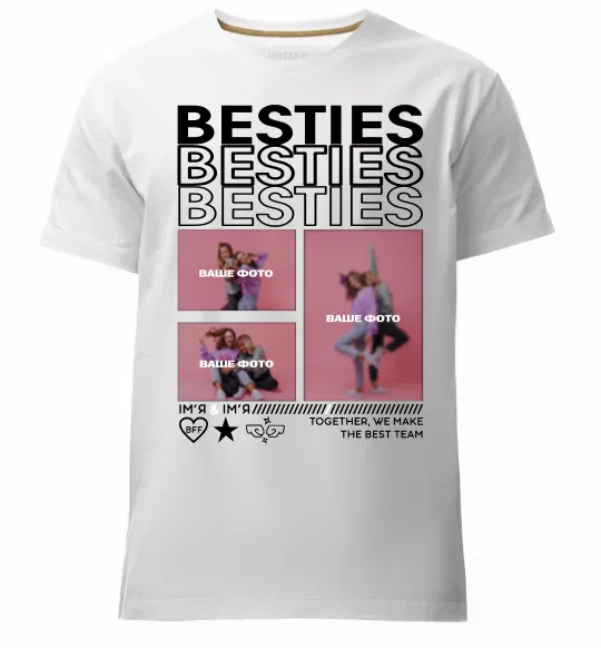 Чоловіча преміум футболка Besties індивідуальний колаж Білий фото