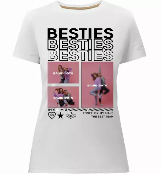 Жіноча преміум футболка Besties індивідуальний колаж Білий фото