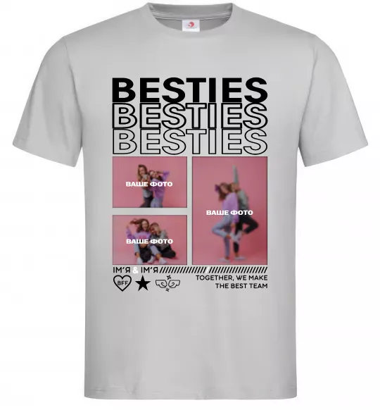 Мужская футболка Besties індивідуальний колаж Серый фото