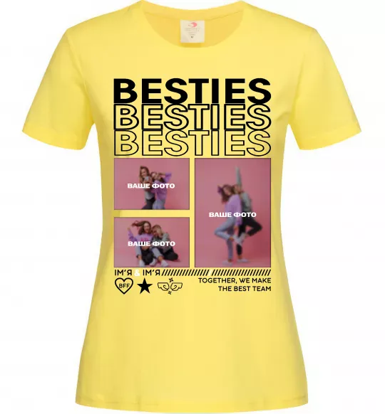 Женская футболка Besties індивідуальний колаж Лимонный фото