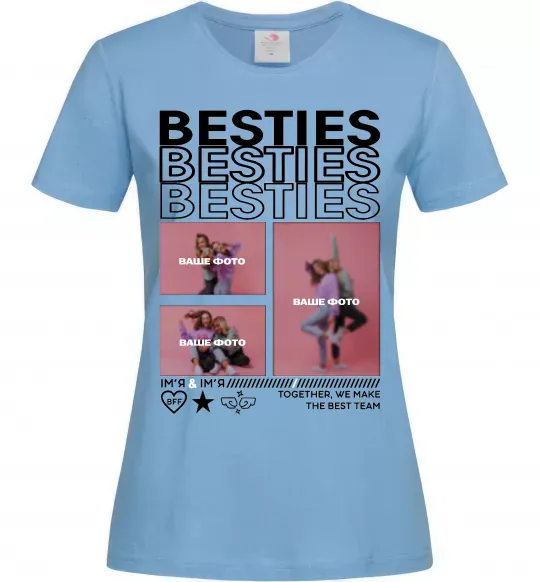 Женская футболка Besties індивідуальний колаж Голубой фото