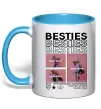 Чашка з кольоровою ручкою Besties індивідуальний колаж Блакитний фото