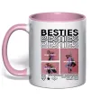 Чашка з кольоровою ручкою Besties індивідуальний колаж Ніжно рожевий фото