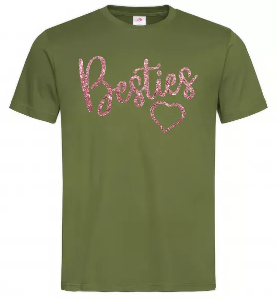 Мужская футболка Besties sparkles Оливковый фото