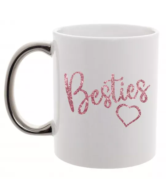 Чашка з кольоровою ручкою Besties sparkles Срібло фото