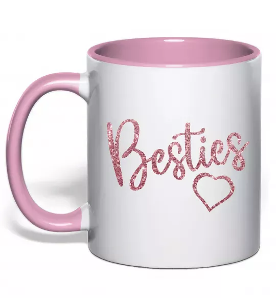 Чашка з кольоровою ручкою Besties sparkles Ніжно рожевий фото