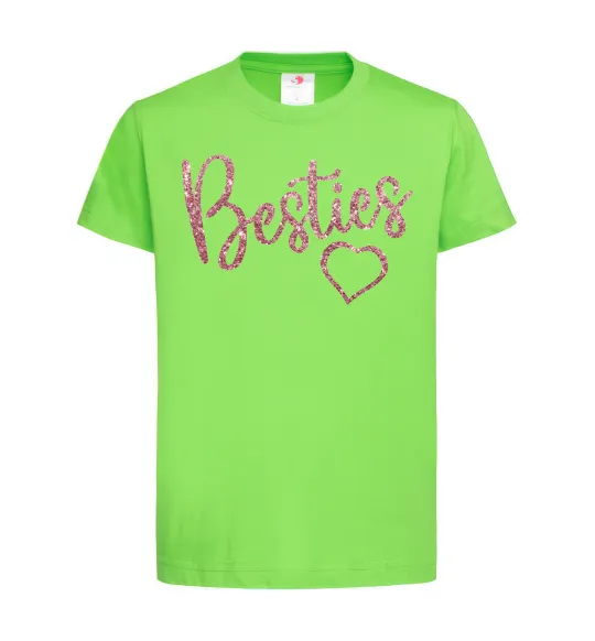 Дитяча футболка Besties sparkles Лаймовий фото