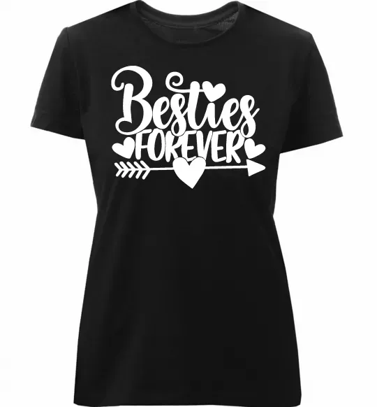 Женская премиум футболка Besties forever Черный фото
