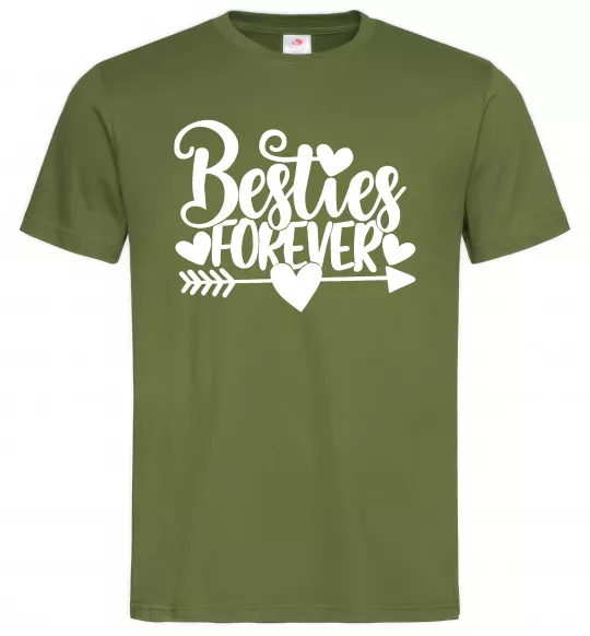 Мужская футболка Besties forever Оливковый фото