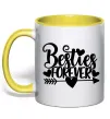 Чашка с цветной ручкой Besties forever Солнечно желтый фото