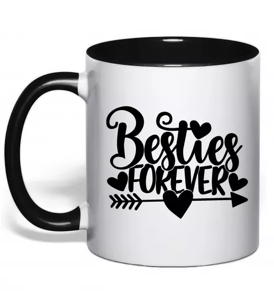 Чашка с цветной ручкой Besties forever Черный фото