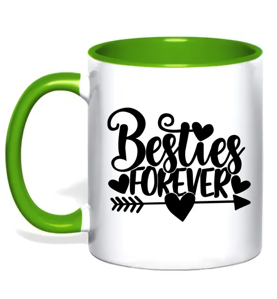 Чашка з кольоровою ручкою Besties forever Лаймовий фото