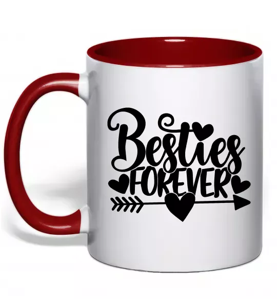 Чашка с цветной ручкой Besties forever Красный фото