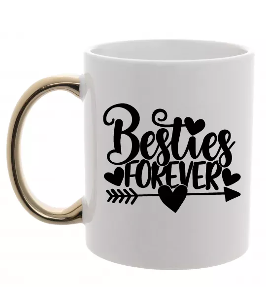 Чашка с цветной ручкой Besties forever Золото фото