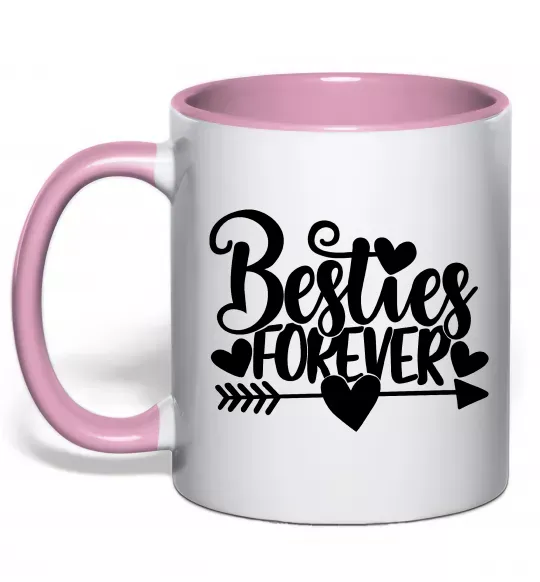 Чашка с цветной ручкой Besties forever Нежно розовый фото
