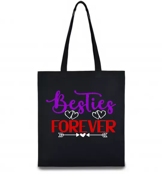 Эко-сумка Besties forever кольоровий напис Черный фото