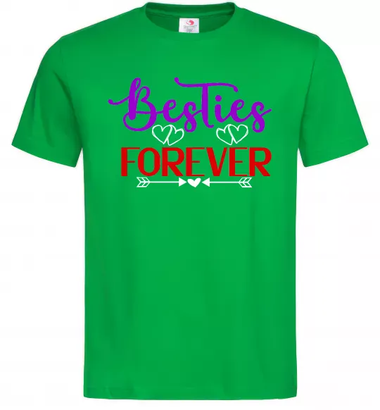 Чоловіча футболка Besties forever кольоровий напис Зелений фото