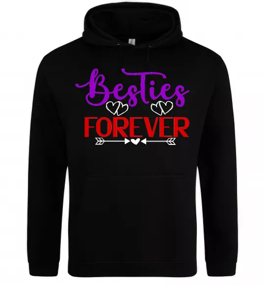 Женская толстовка (худи) Besties forever кольоровий напис Черный фото