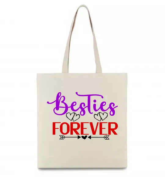 Эко-сумка Besties forever кольоровий напис Бежевый фото
