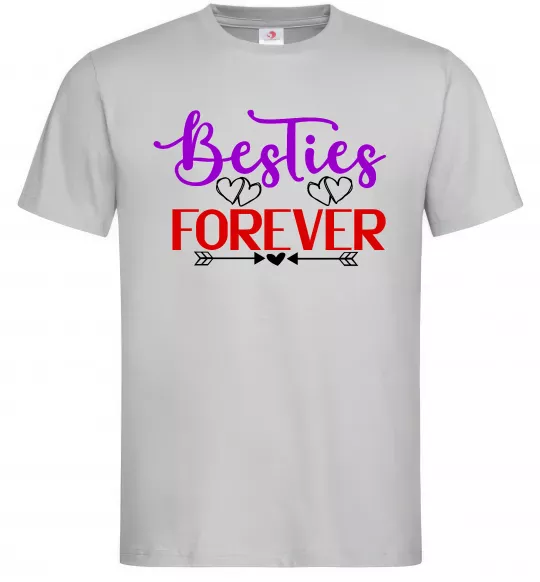 Чоловіча футболка Besties forever кольоровий напис Сірий фото