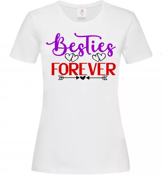 Жіноча футболка Besties forever кольоровий напис Білий фото