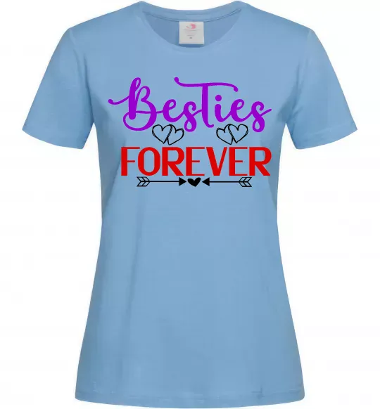 Жіноча футболка Besties forever кольоровий напис Блакитний фото