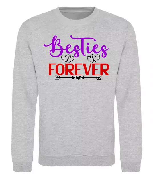 Свитшот Besties forever кольоровий напис Серый меланж фото