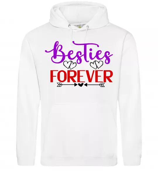 Женская толстовка (худи) Besties forever кольоровий напис Белый фото
