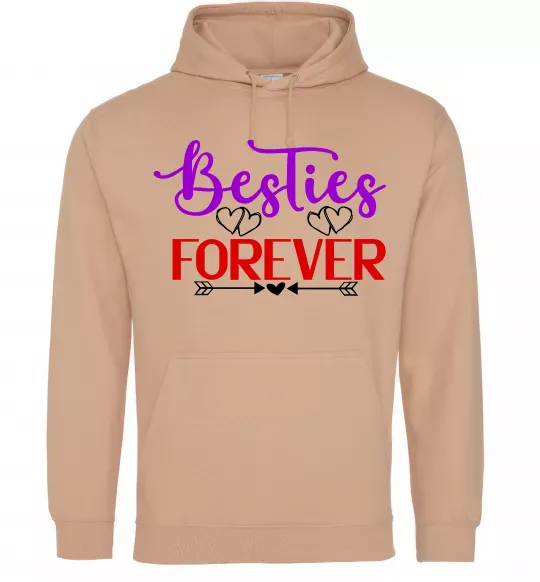 Женская толстовка (худи) Besties forever кольоровий напис Песочный фото