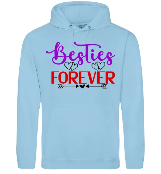 Женская толстовка (худи) Besties forever кольоровий напис Голубой фото