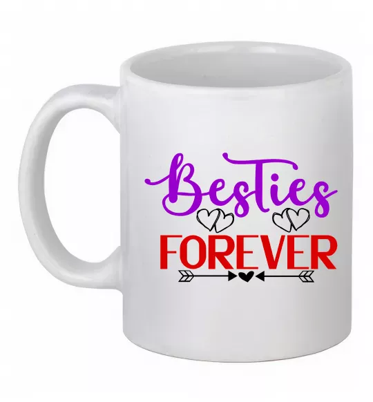 Чашка керамическая Besties forever кольоровий напис Белый фото