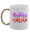 Чашка з кольоровою ручкою Besties forever кольоровий напис Золото фото
