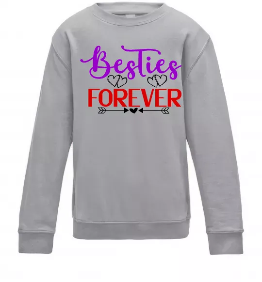 Детский Свитшот Besties forever кольоровий напис Серый меланж фото