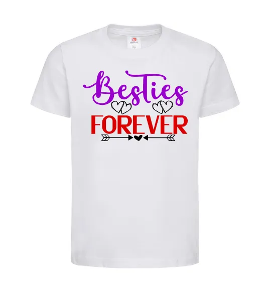 Дитяча футболка Besties forever кольоровий напис Білий фото