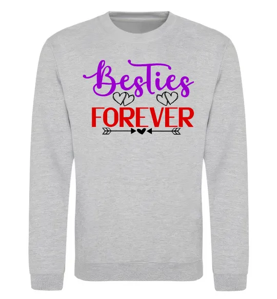 Світшот Besties forever кольоровий напис Сірий меланж фото