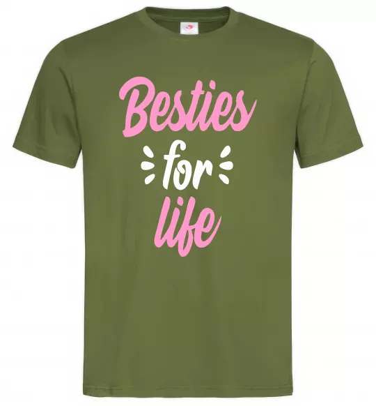 Чоловіча футболка Besties for life Оливковий фото