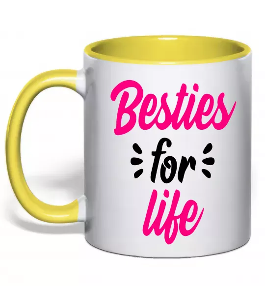 Чашка с цветной ручкой Besties for life Солнечно желтый фото