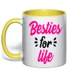 Чашка с цветной ручкой Besties for life Солнечно желтый фото