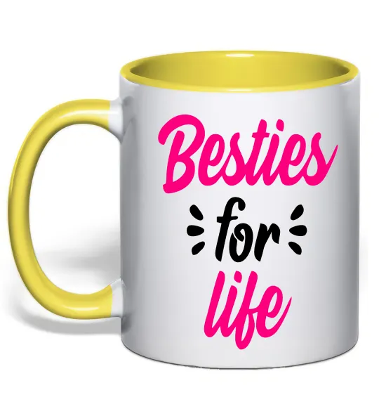 Чашка з кольоровою ручкою Besties for life Лимонний фото