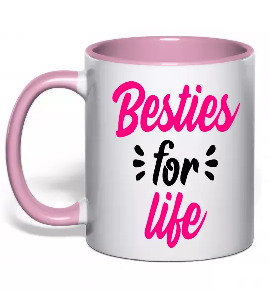 Чашка с цветной ручкой Besties for life Нежно розовый фото