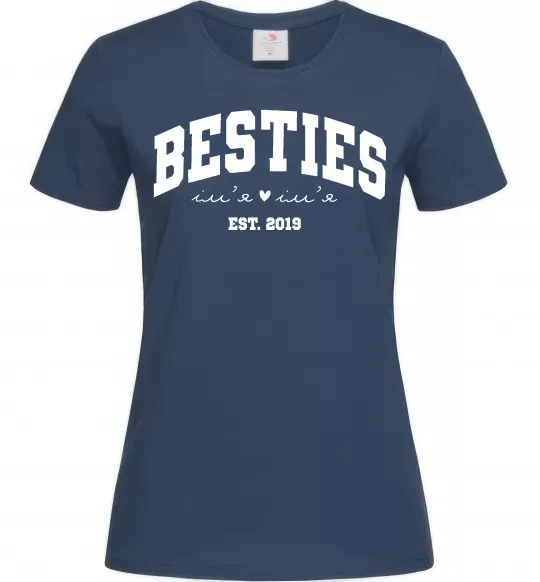 Женская футболка Besties імена Темно-синий фото